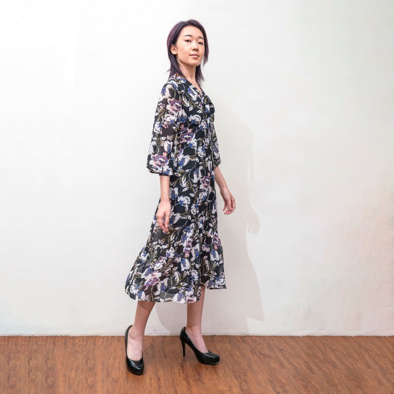 JL JOCELIN Elegant Floral Floral Dress