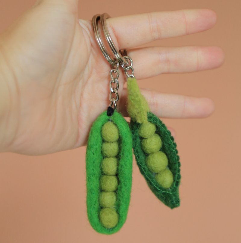 羊毛氈蔬果鑰匙圈│荷蘭豆 - 鑰匙圈/鑰匙包 - 羊毛 綠色