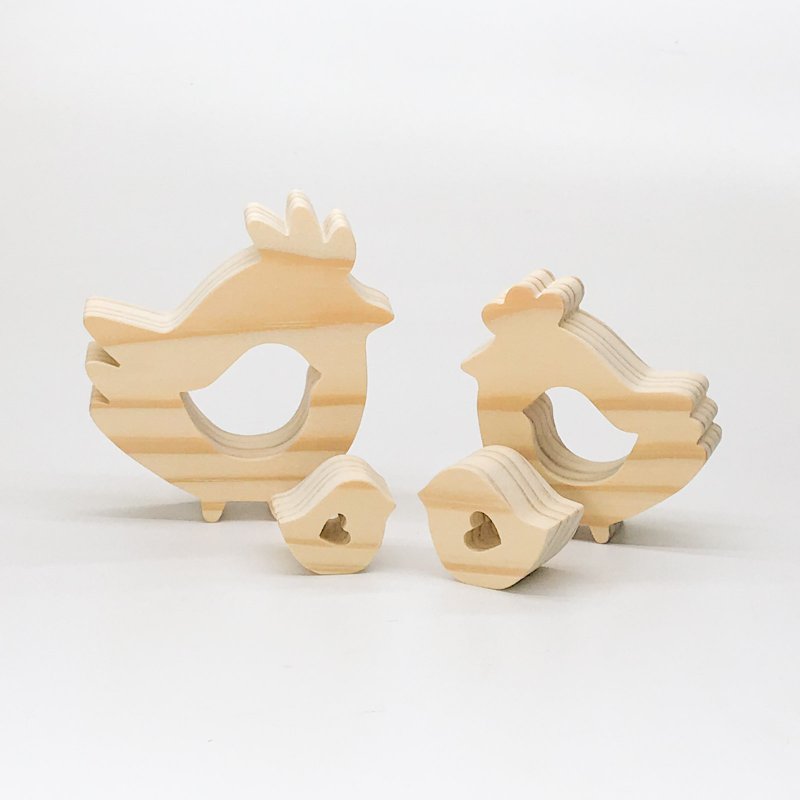 wagaZOO hand cut thick styling building blocks farm series - hen with chicks