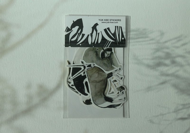 Hand-painted stickers / black and white animal series / set of 6