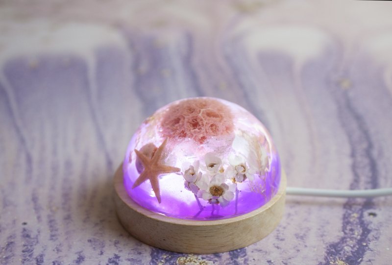 楓球果水晶手作夜燈 - 燈具/燈飾 - 水晶 紫色