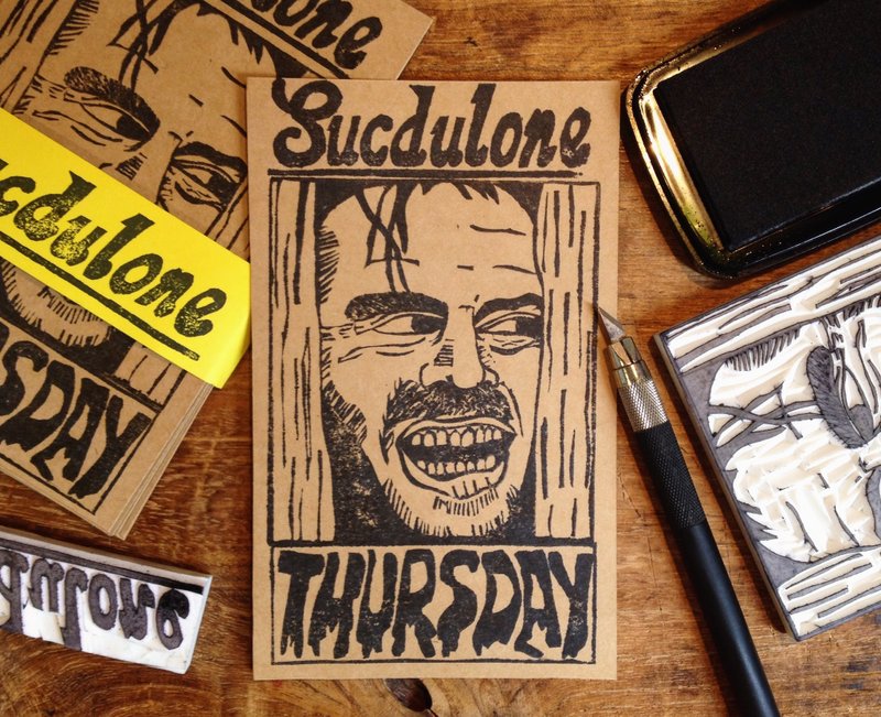 Postcard series Thursday THURSDAY / hand-carved stamp hand-printed