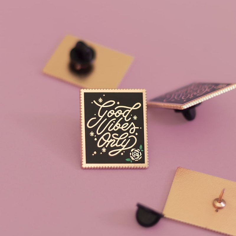 Good Vibes Stamp Enamel Pin