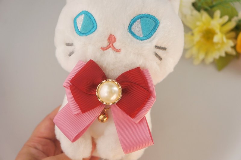 貓咪狗狗兔子-小型(P-S)-三角巾領巾手工項圈-長領結 貓咪安全扣 - 項圈/牽繩 - 其他材質 多色