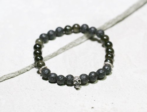 Coldplay Series - Night Festival gold Stone x 925 sterling silver bracelet natural volcanic stone Hands custom personalized