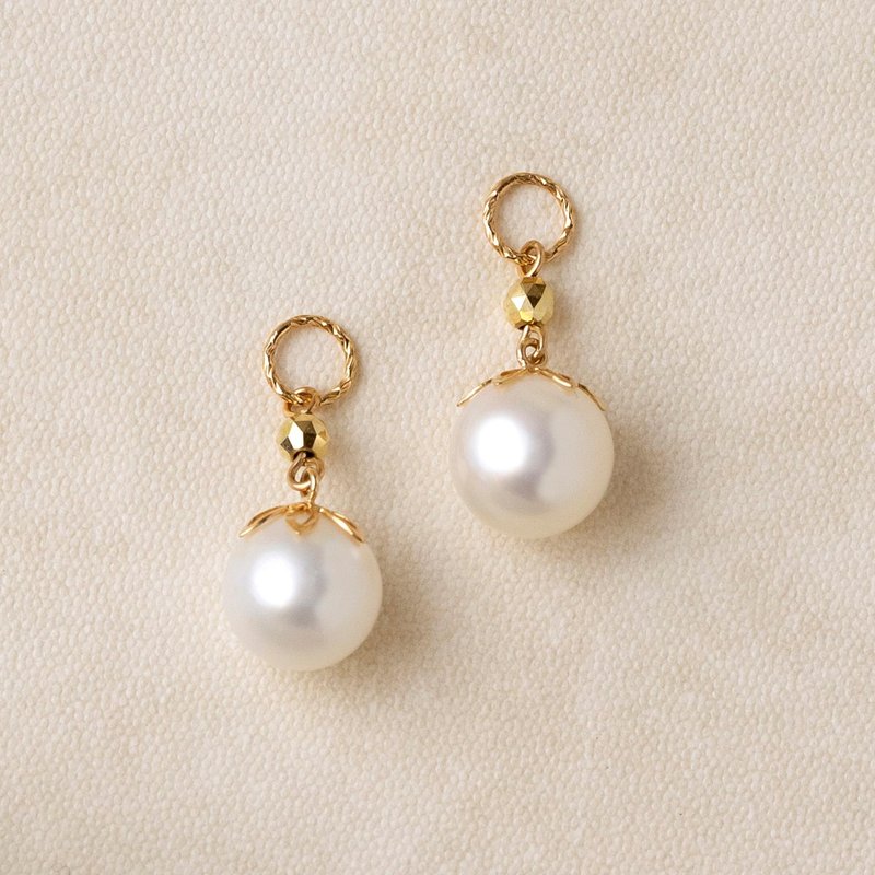 【Palette】 10K 淡水珍珠海葵墜飾 (大鏈環) (黃金) - 耳環/耳夾/耳骨夾 - 貴金屬