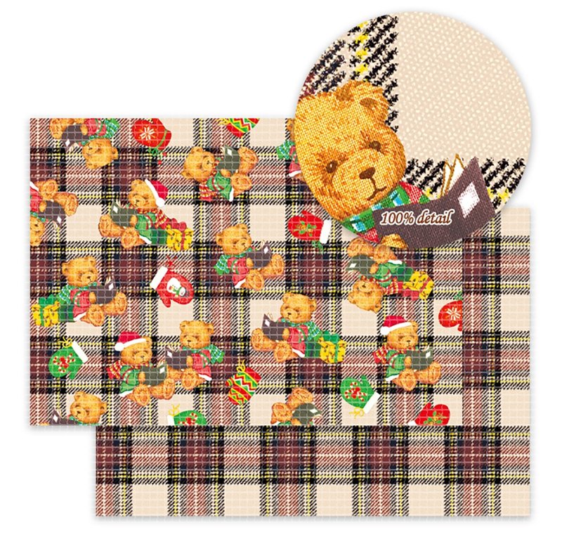 Winter check bear brown Wrapping Paper / Scrapbook Paper / 25sheet A4 size - 其他 - 紙