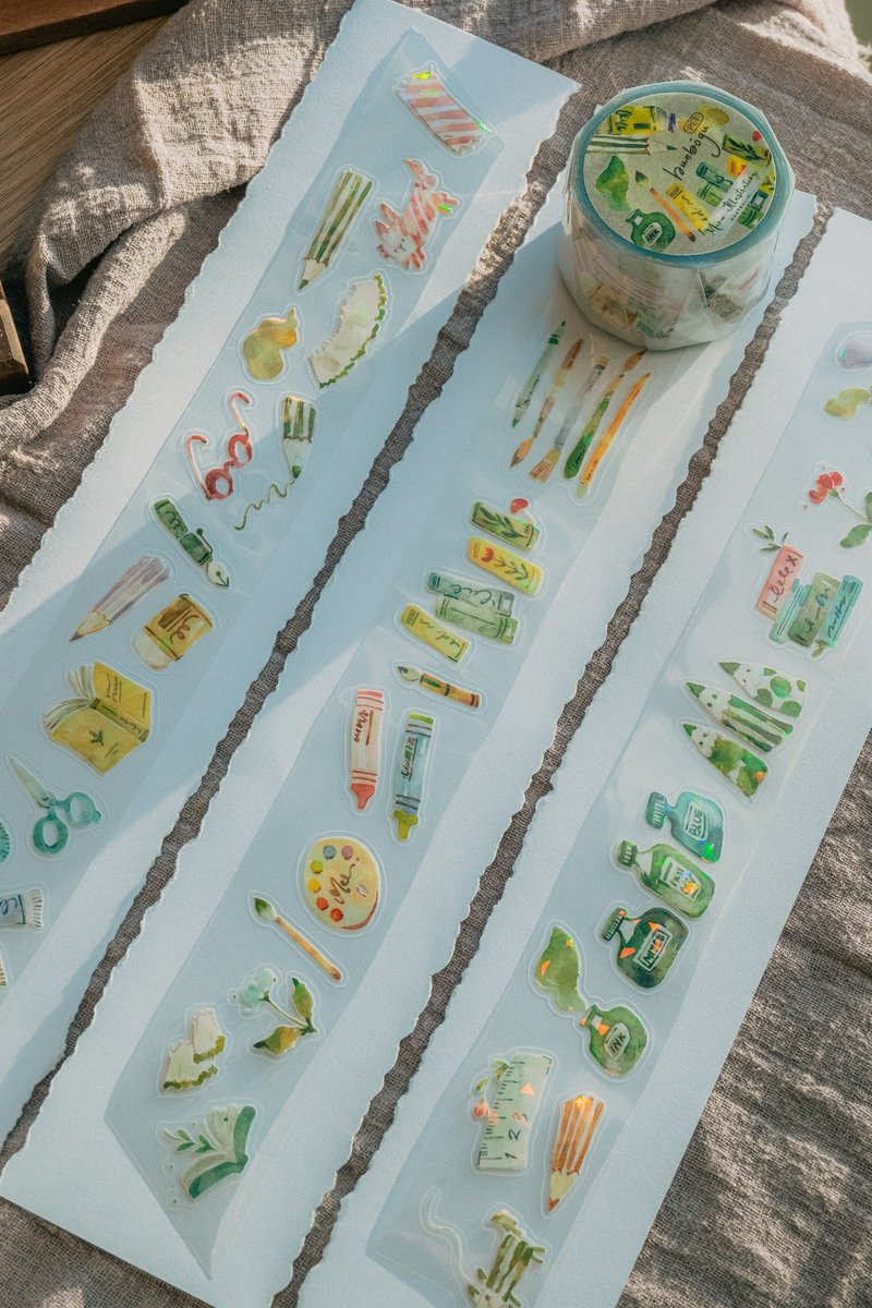文房具 亮面貝殼光割型PET膠帶(特油加白墨含離型紙) - 紙膠帶/和紙/PET - 其他材質