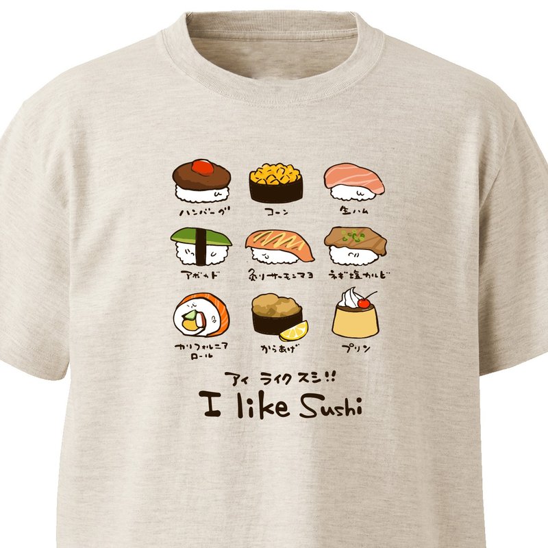 I like SUSHI!!【オートミール】ekot Tシャツ イラスト-タカ【笹川ラメ子】