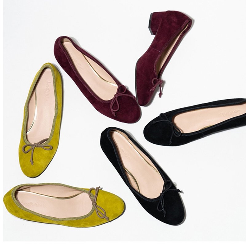 Lewis Walt法式圓頭低跟蝴蝶結包邊單鞋手工女羊絨 - 高跟鞋/跟鞋 - 真皮 多色