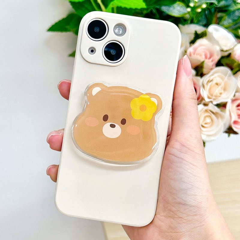 Flower pumi grip smartphone acrylic smart tok - 手機配件 - 壓克力 咖啡色