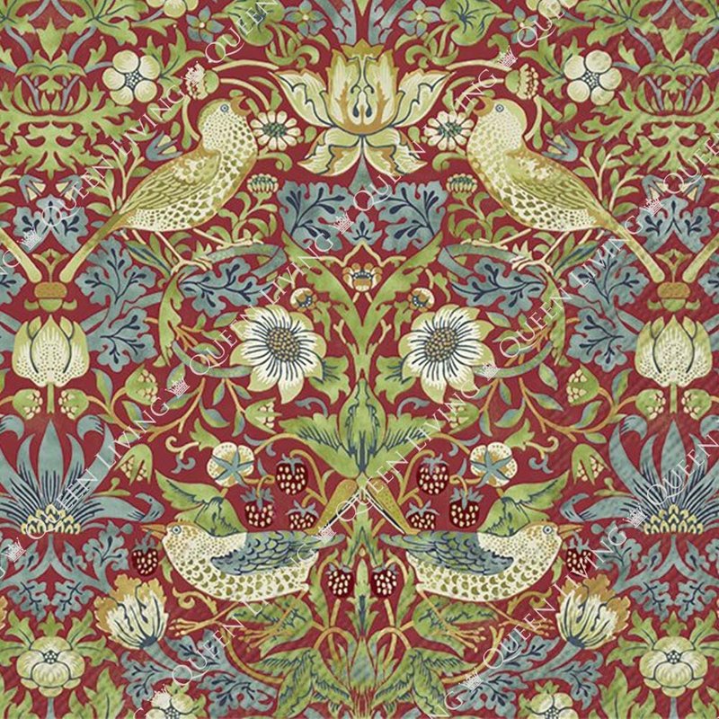 德國 IHR-33*33cm餐巾紙-草莓小偷(V&A)紅色 - 桌布/桌巾/餐墊 - 紙 多色