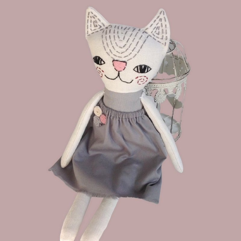 【數位】Cat doll pattern Tutorial Stuffed cat doll sewing pattern Cloth