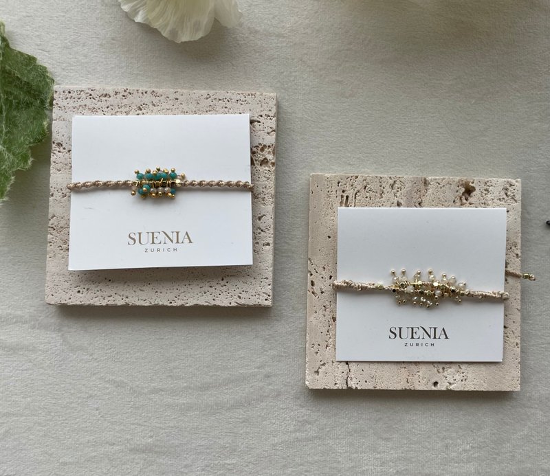 ANGELA 安琪拉銀白編織手環 手工串珠手環 可調手環 白水晶 - 手鍊/手環 - 寶石 白色