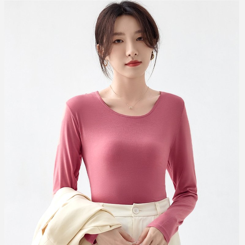 Pink Lady 5色- 柔軟彈力圓領輕盈舒適內搭衛生衣 330 - 女 T 恤 - 其他人造纖維 粉紅色