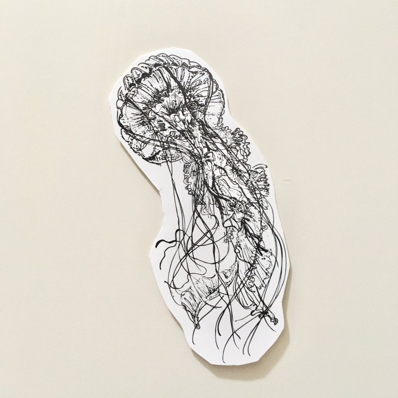 FLOWER-CHILD hand-painted wind tattoo sticker (Jellyfish style1)