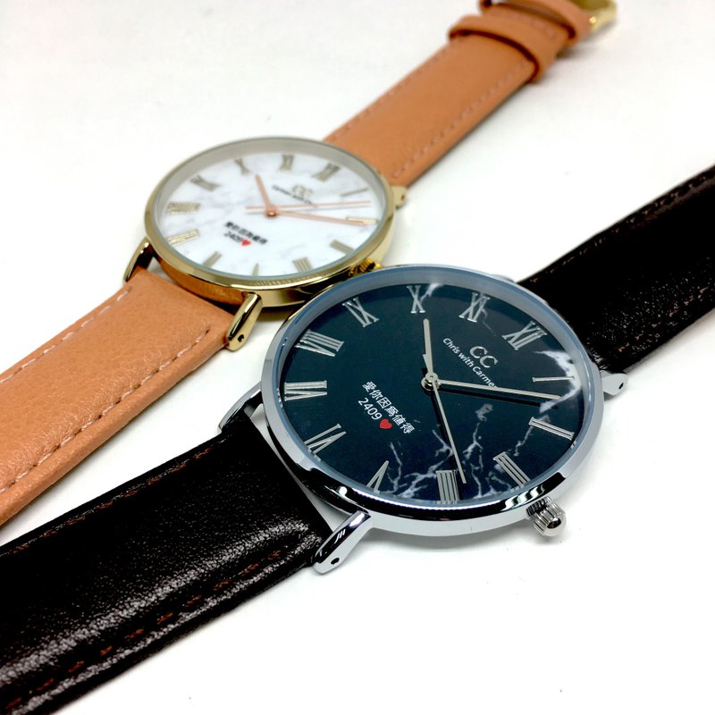 Valentine's Day Promotion - Customized Watch - Couple Marble Surface