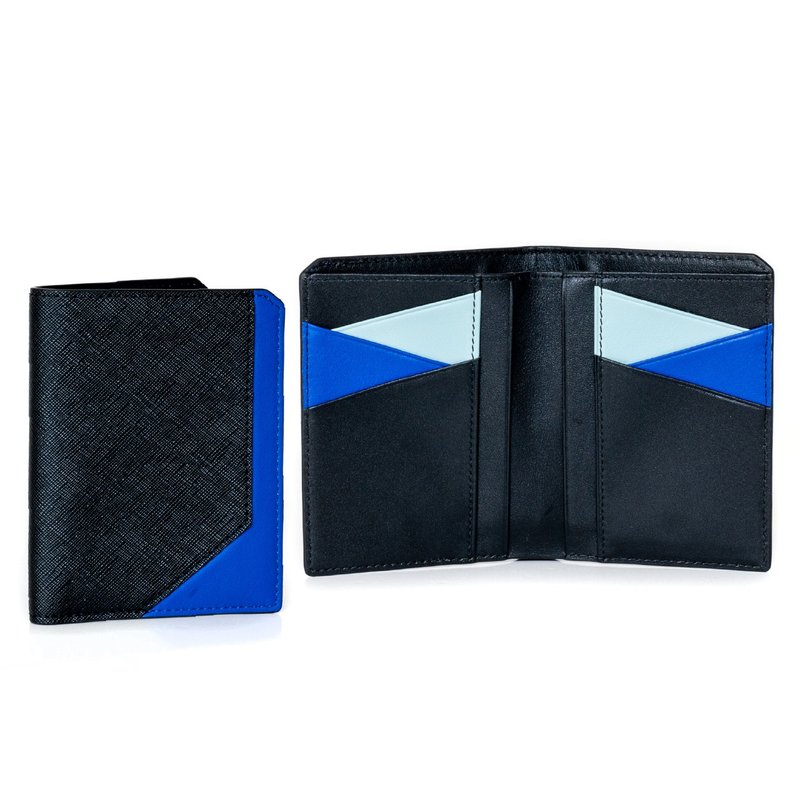 Patina leather hand-made 10 card folding short clip