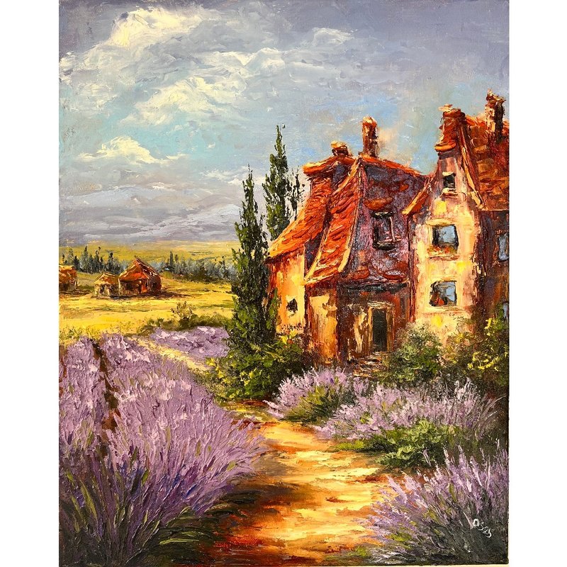 Provence Painting Original Artwork Canvas 50x40cm - 海報/掛畫/掛布 - 棉.麻 多色