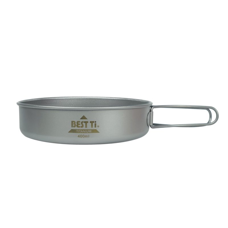 Pure titanium bowl 400ml shallow bowl pan titanium bowl environmental protection bowl camping mountaineering bowl comes with storage mesh bag