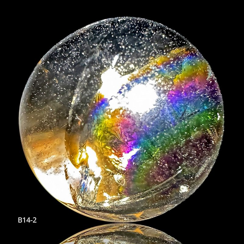 B14-2 大彩虹光 茶水晶球 隱性藍針 高能量 小型隨身 茶晶球 聚財 - 擺飾/家飾品 - 水晶