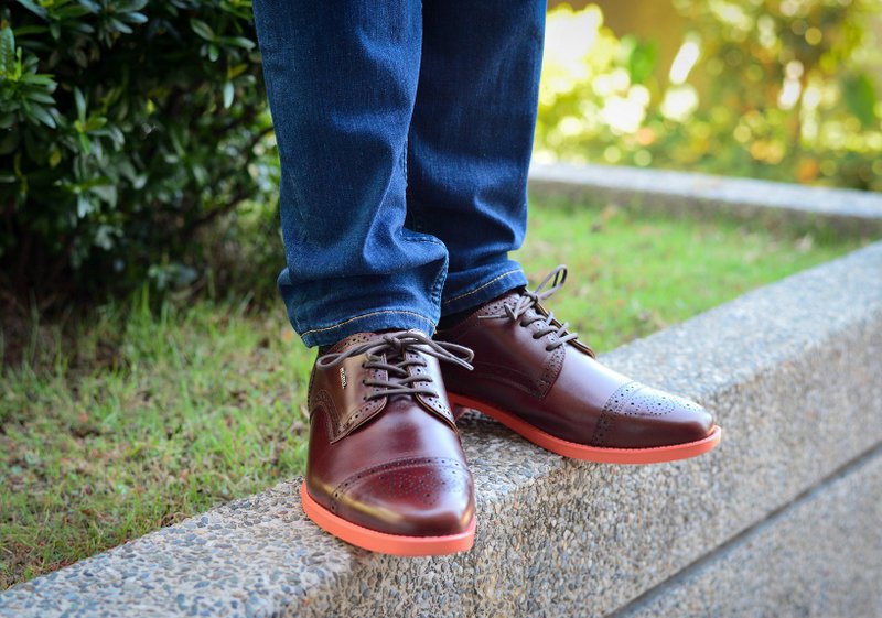 MIT【雅緻雕花輕量紳仕皮鞋-紅咖】紳士鞋 德比鞋 設計款皮鞋 - 男皮鞋 - 真皮 咖啡色