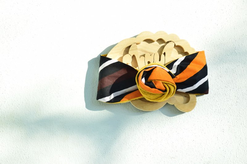 Milan•• Reversible headband w/ organic cotton (Curry yellow) - 髮箍/髮帶 - 棉.麻 橘色