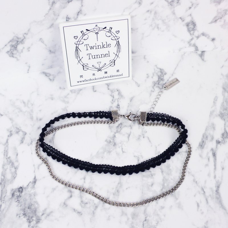 Lace fine chain double paste neck necklace