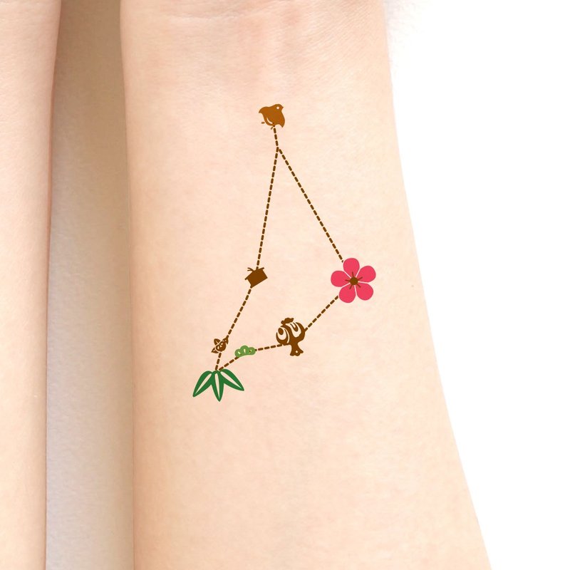 Capricorn The Goat (December 22- January 19) Zodiac sticker tattoos. Japanese cute style.