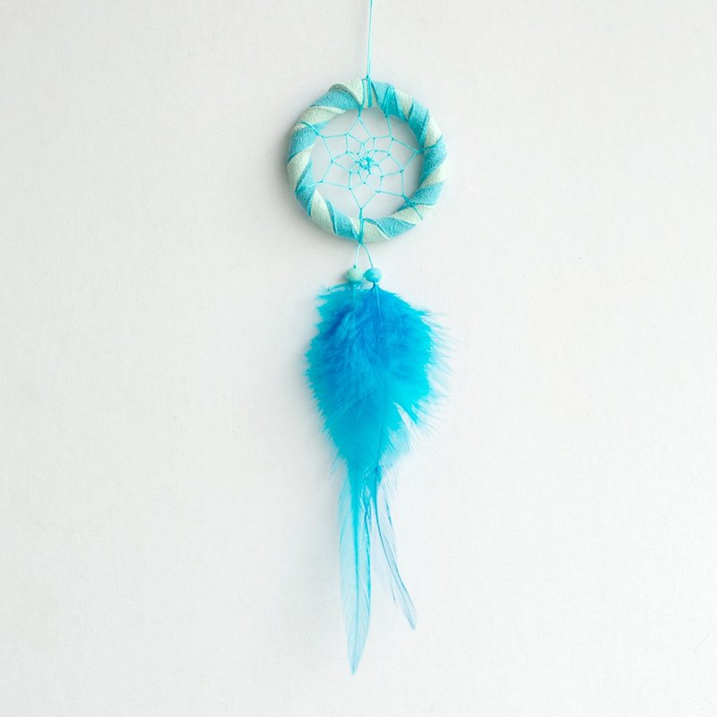 Hairy Monster - Two-tone (water blue + mint green) - Dream Catcher Mini Edition (5cm) - Birthday Present - Charms - Other Materials Blue