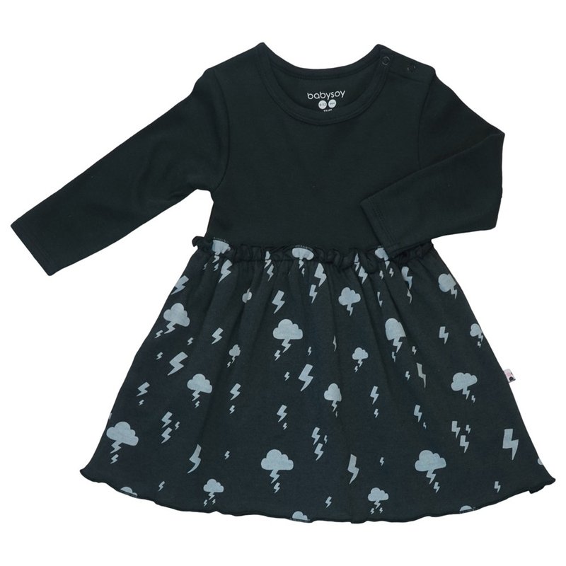American Babysoy-Organic Cotton Cool Black Lightning Cloud Dress