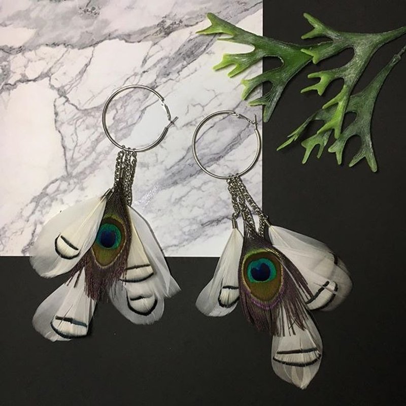 earrings: circle feather