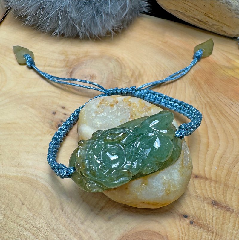 手工雕刻 老油青 貔貅 冰油青 獨家設計款 天然 緬甸玉 翡翠 A貨 - 手鍊/手環 - 玉石 多色