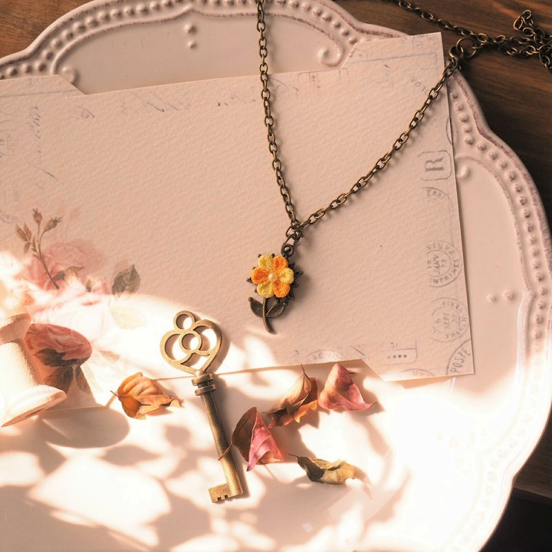 Yellow Flower Long Chain Necklace custom