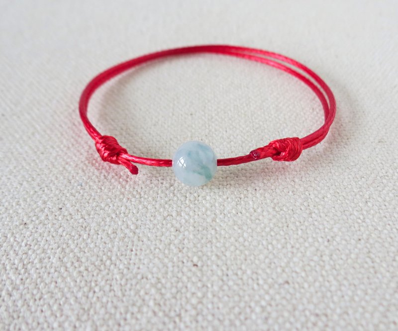 本命年【幸運石】飄花翡翠韓國蠟線手鍊*Lga12*招財、防小人 - 手鍊/手環 - 寶石 綠色