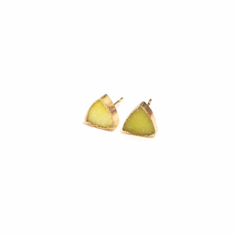 Triangle Shape Druzy Agate Earrings in Yellow