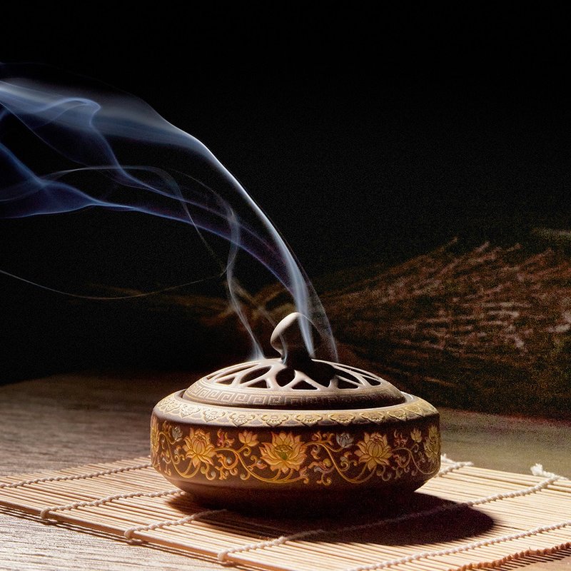 聚寶盆薰香爐-卡其(含開光)怡神靜心、檀香沉香線香、參禪、修煉 - 香氛/精油/擴香 - 陶 咖啡色