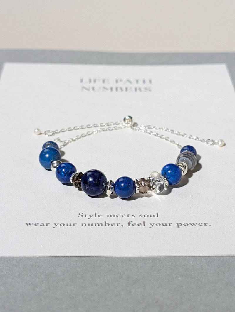 生命靈數6號 開運手鍊 | 青金石×天然石 | 靛藍色能量與愛的象徵 - 手鍊/手環 - 半寶石 藍色