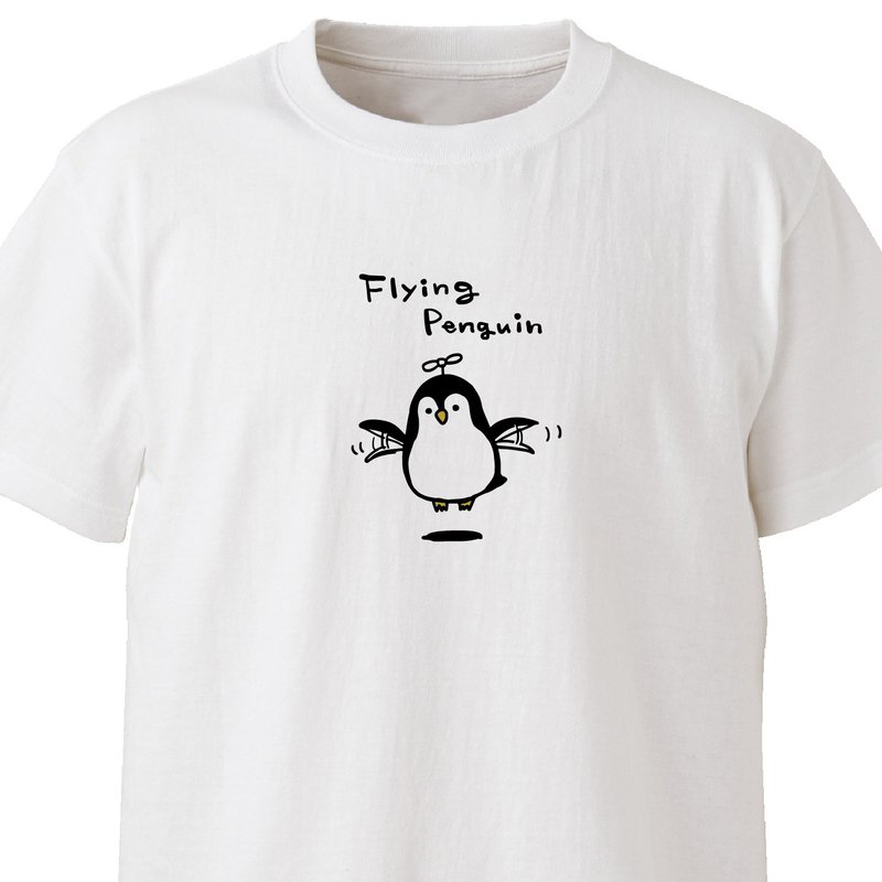 フライングペンギン【ホワイト】ekot Tシャツ イラスト-タカ【笹川ラメ子】