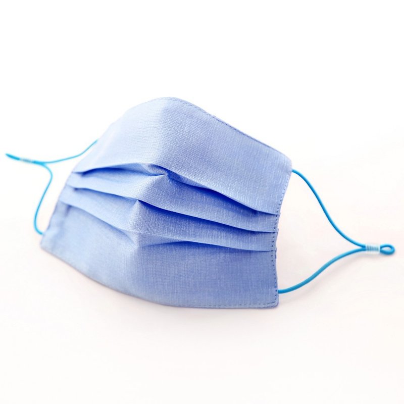 平面成人兒童款-素面膠原蛋白透氣進口布口罩-晶鑽水藍(多色可選) - 口罩/口罩收納套 - 其他材質 藍色