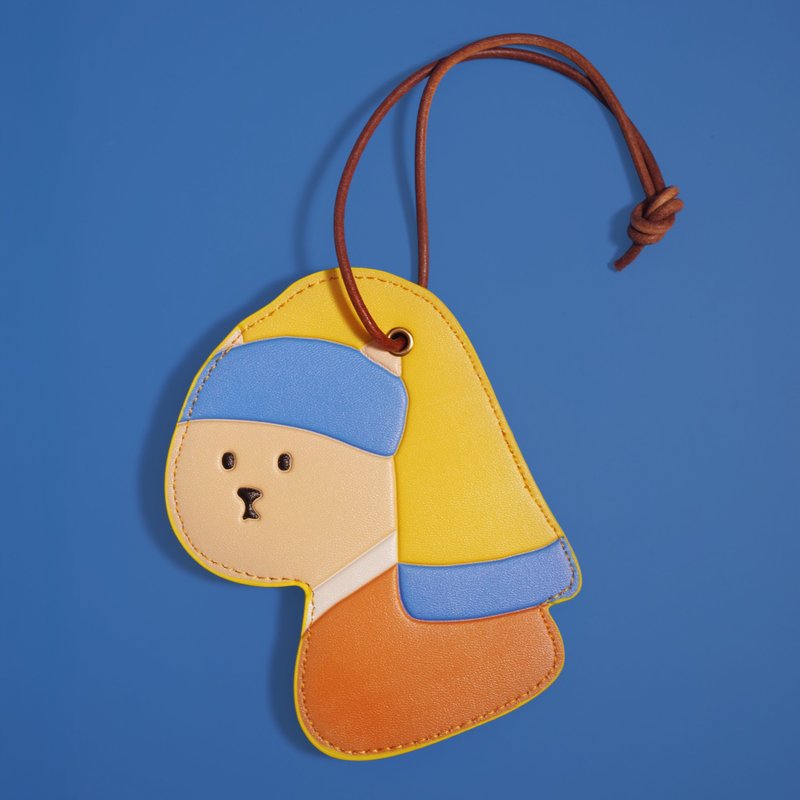 戴珍珠耳環的少女貓皮革行李牌 - 證件套/識別證套 - 其他材質 多色