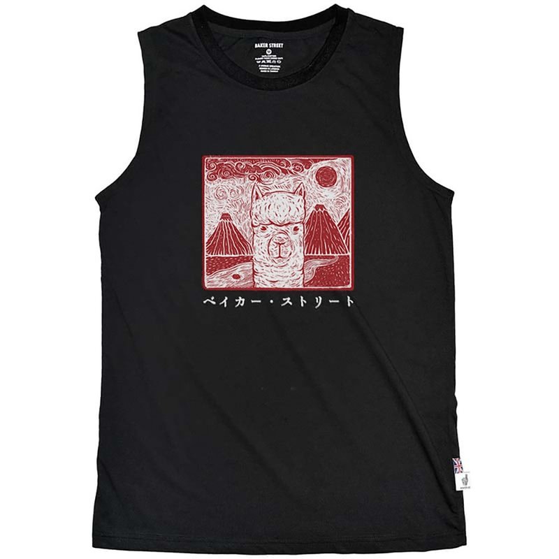 British Fashion Brand -Baker Street- Japanese Stamp Printed Tank Top