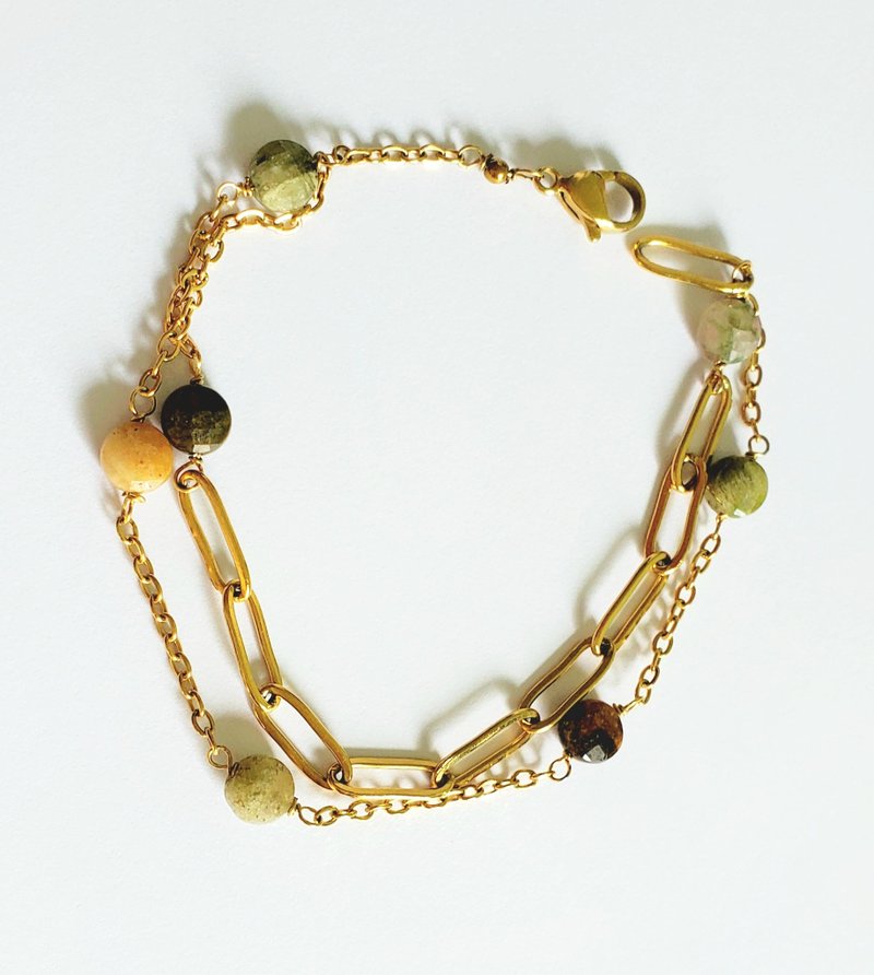 天然彩色碧壐手鍊 (二連一式設計) - 手鍊/手環 - 寶石