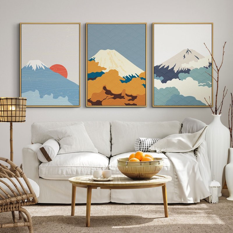 【聯畫優惠組合】富士三景三幅聯畫組合 - 畫/沙發背景掛畫/日出 - 海報/掛畫/掛布 - 其他材質 藍色