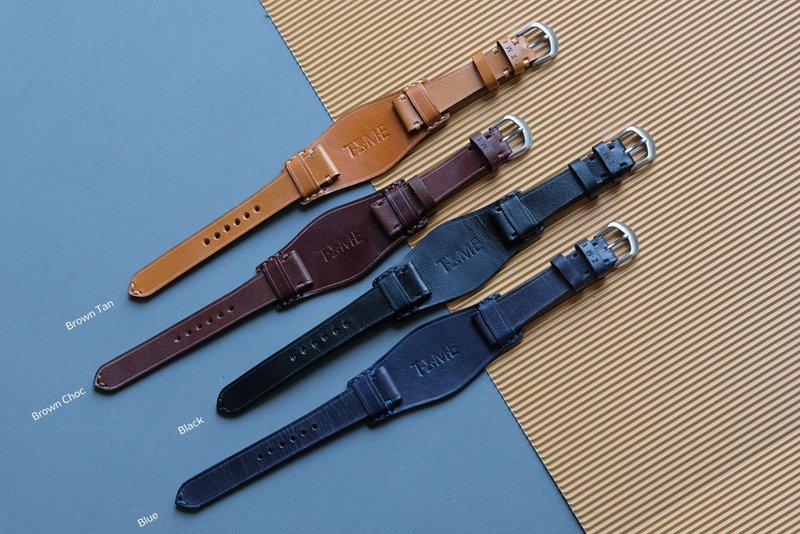 The handicraft leather watch strap, RUFE model, is a full bund pad leather strap - 錶帶 - 真皮 咖啡色