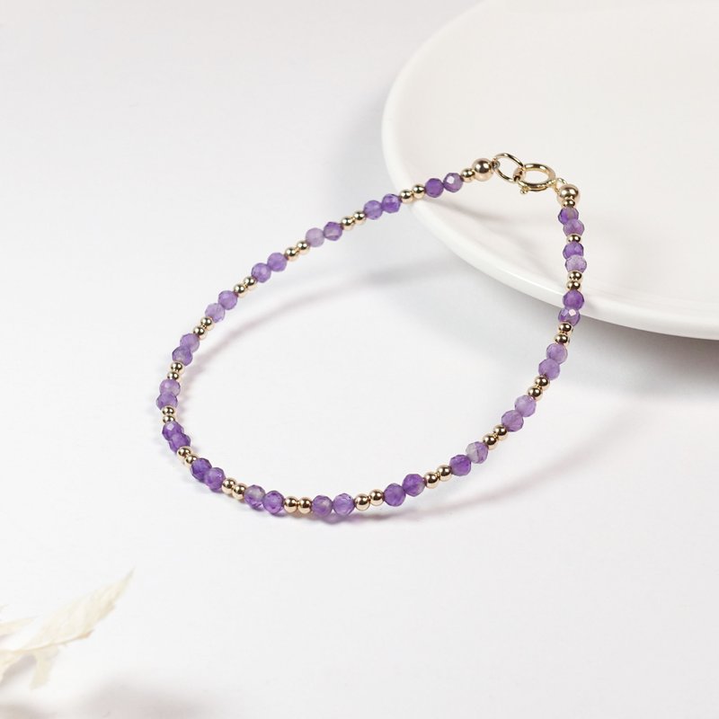 二月誕生石 紫水晶 l 智慧 × 人緣 × 招財 l 美國14KGF極細手鍊 - 手鍊/手環 - 水晶 紫色