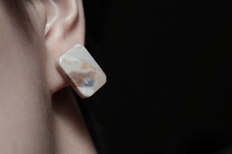 60's agate pin earrings - can be changed ear clips