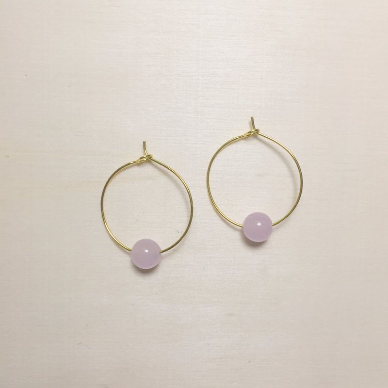 Shallow purple jade stone ear ring