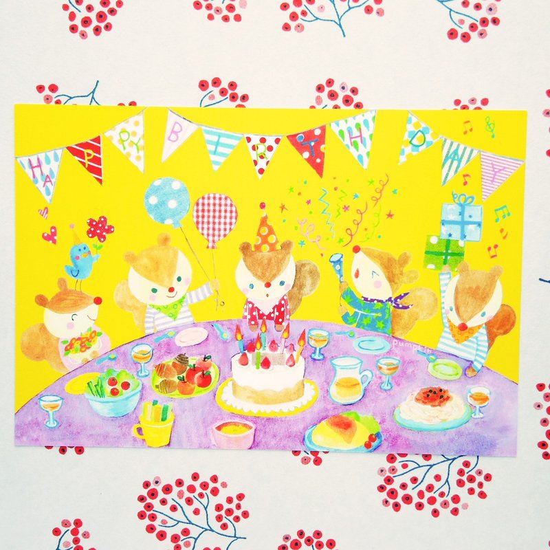 Postcard birthday card animal birthday party