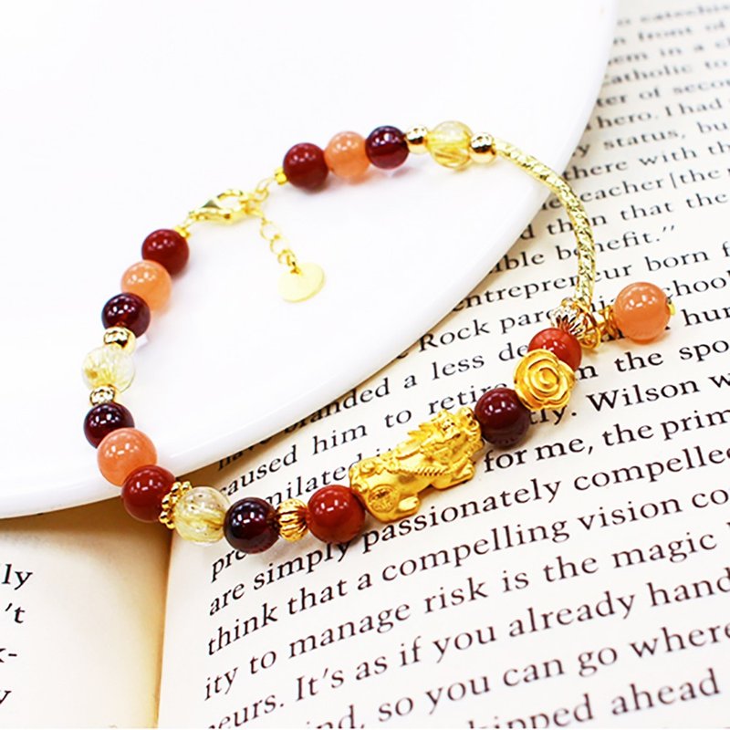 9999 Gold:: Comes with a gold guarantee/sunstone/alxa/pomegranate/gold titanium crystal brave flower bracelet
